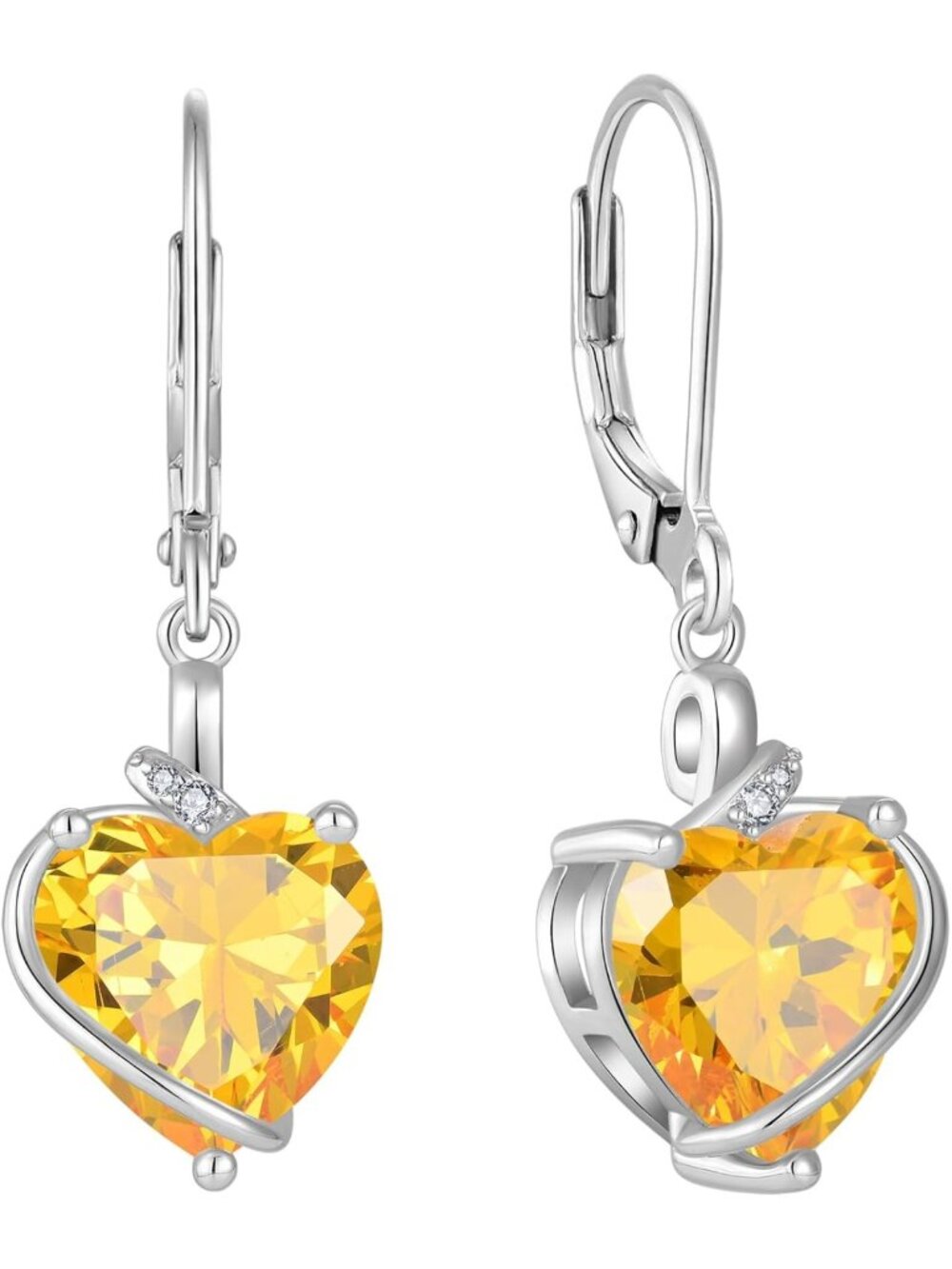 Heart Birthstone Dangle Earrings for Women | Stylish Drop Jewelry Gift